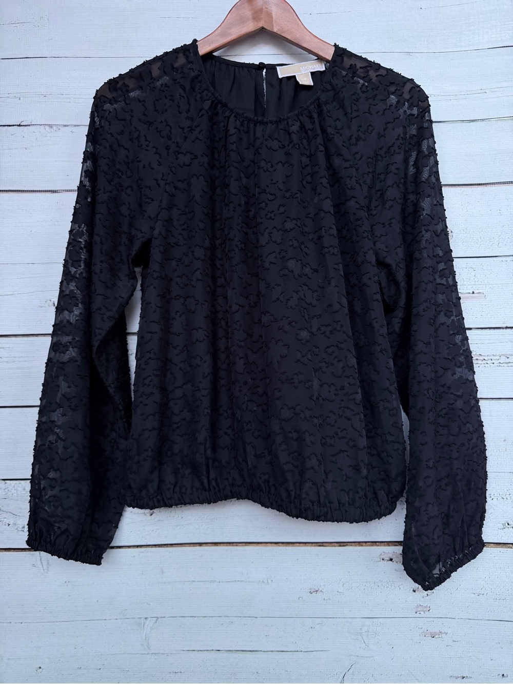 MICHAEL Michael Kors Textured Blouson Long Sleeve Blouse Size Large
